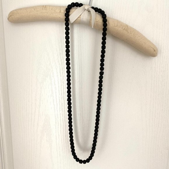 Vintage Club Monaco Black Leather Beaded Extra Long Necklace - Picture 2 of 16